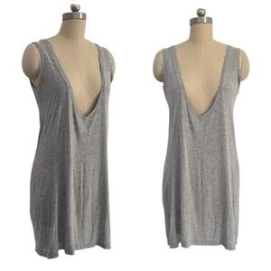 Norma Kamali Grey V Neck Sleeveless Terry Cotton Mini Dress XS